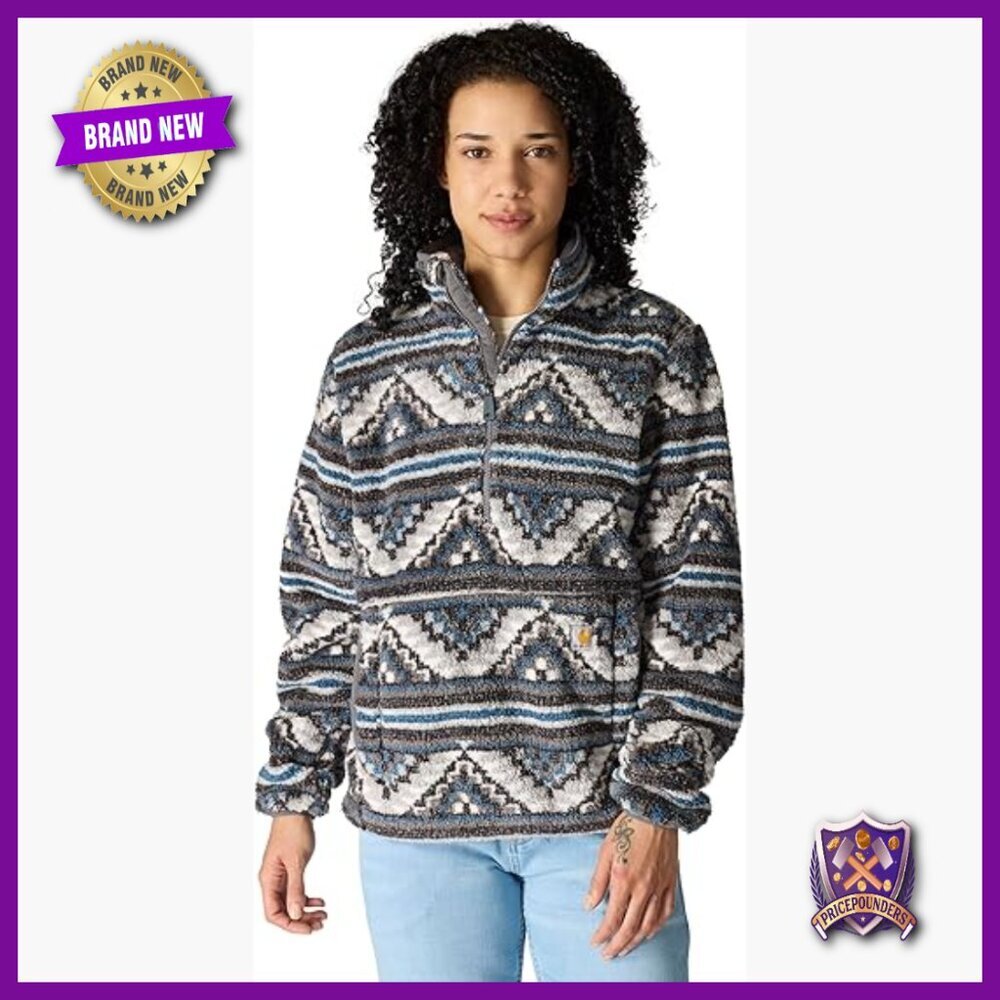 Loose Fit Fleece Pullover with Zipper Pockets, Long Sleeve